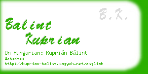 balint kuprian business card