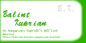 balint kuprian business card